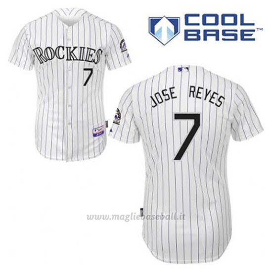 Maglia Baseball Uomo Colorado Rockies Jose Reyes 7 Bianco 1ªCool Base